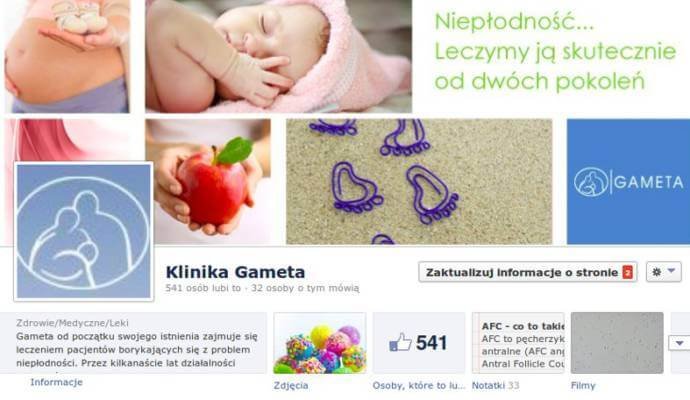 Klinika Gameta na Facebooku